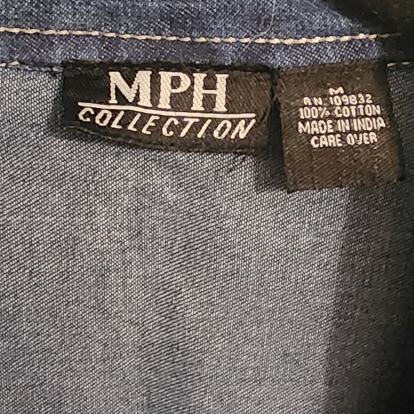 VTG Denim Christmas Shirt Med Embroidery Boho Button up Long Sleeve Cottagecore - Picture 3 of 9